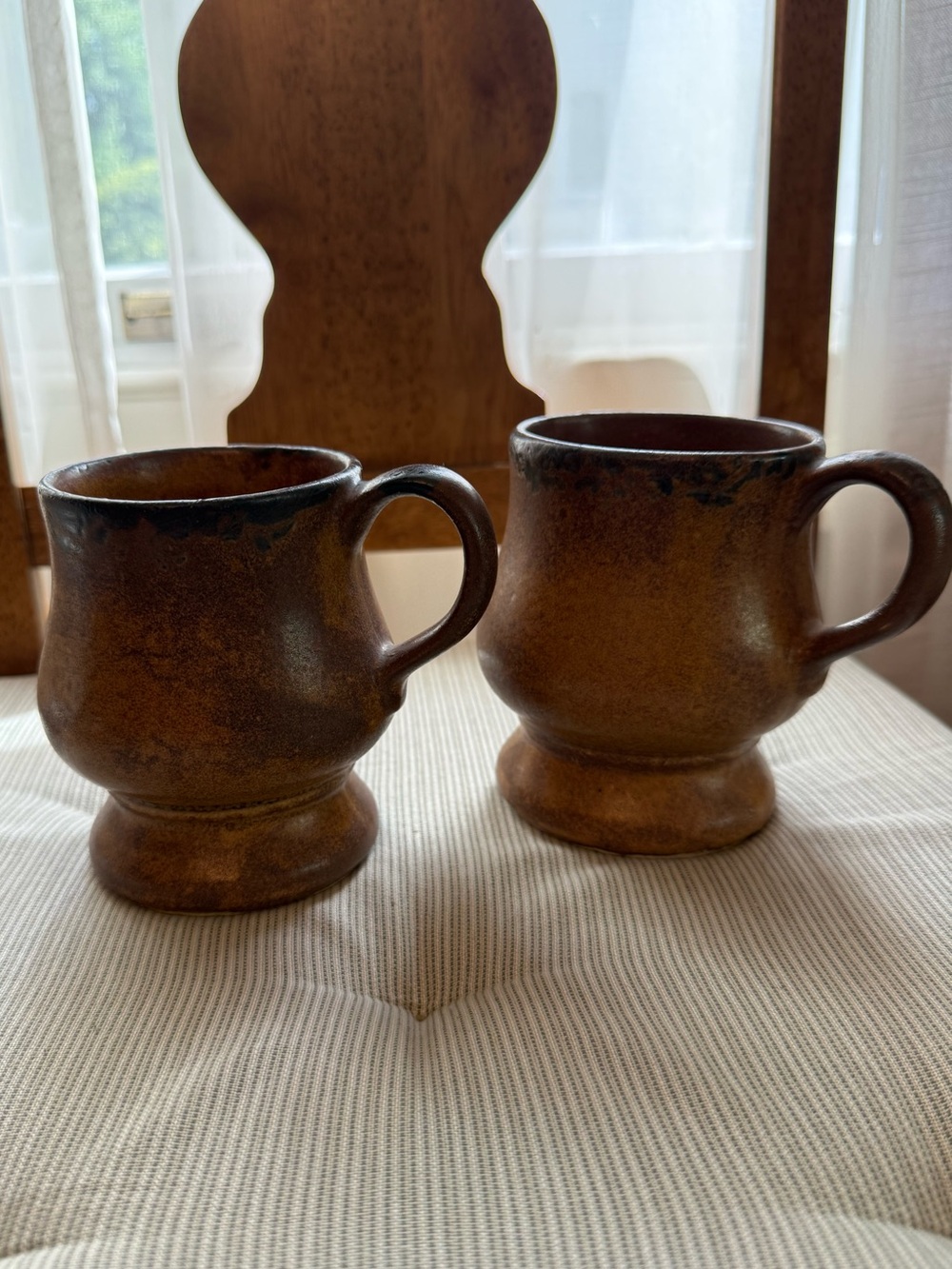 McCoy pair of Brown Ceramic Mugs Rustic Dining Vintage